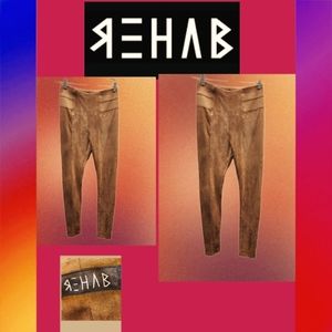 REHAB COGNAC FAUX SUEDE LEGGINGS